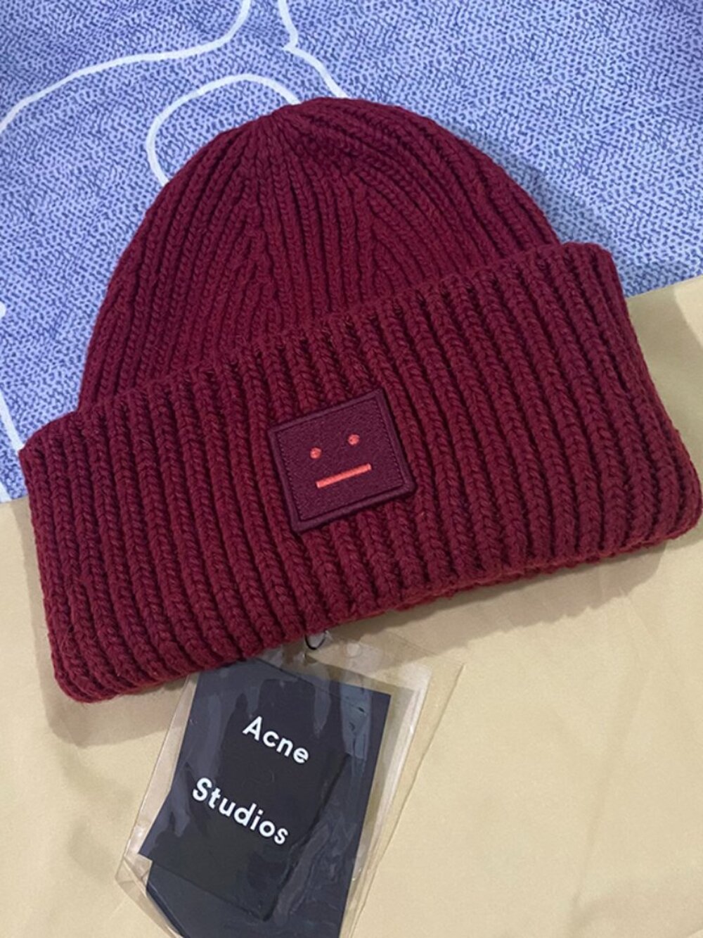 Acne Studios Burgundy Unisex Knit Hat